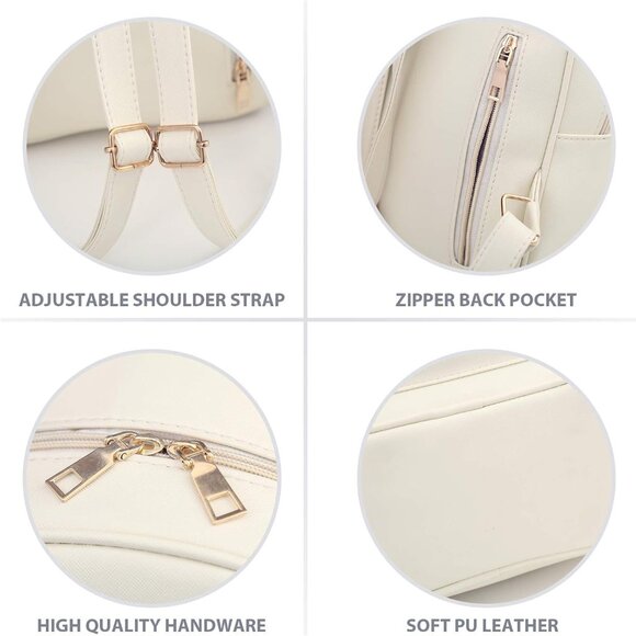 Women Mini Backpack Purse Leather 3PC Set Small Day Travel Casual Fashion - Picture 5 of 7